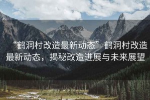 “鶴洞村改造最新動態”鶴洞村改造最新動態，揭秘改造進展與未來展望