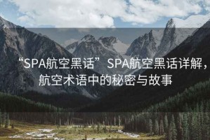 “SPA航空黑話”SPA航空黑話詳解，航空術語中的秘密與故事