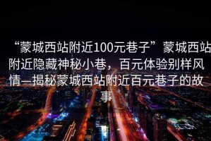 “蒙城西站附近100元巷子”蒙城西站附近隱藏神秘小巷，百元體驗別樣風情—揭秘蒙城西站附近百元巷子的故事