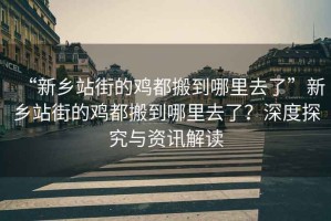 “新鄉(xiāng)站街的雞都搬到哪里去了”新鄉(xiāng)站街的雞都搬到哪里去了？深度探究與資訊解讀