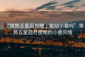 “常熟五星后村晚上能站小巷嗎”常熟五星后村夜晚的小巷風情