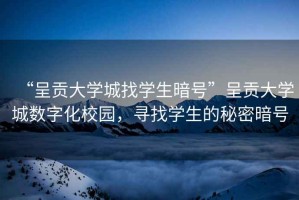 “呈貢大學城找學生暗號”呈貢大學城數字化校園，尋找學生的秘密暗號