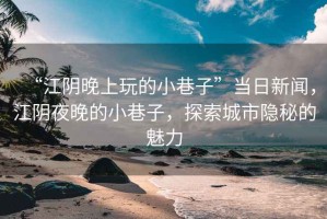 “江陰晚上玩的小巷子”當日新聞，江陰夜晚的小巷子，探索城市隱秘的魅力