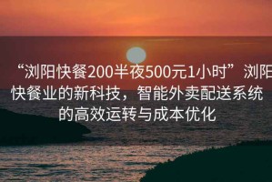 “瀏陽快餐200半夜500元1小時”瀏陽快餐業的新科技，智能外賣配送系統的高效運轉與成本優化