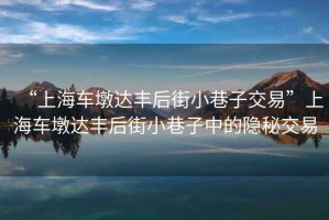 “上海車墩達豐后街小巷子交易”上海車墩達豐后街小巷子中的隱秘交易
