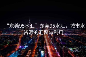 “東莞95水匯”東莞95水匯，城市水資源的匯聚與利用
