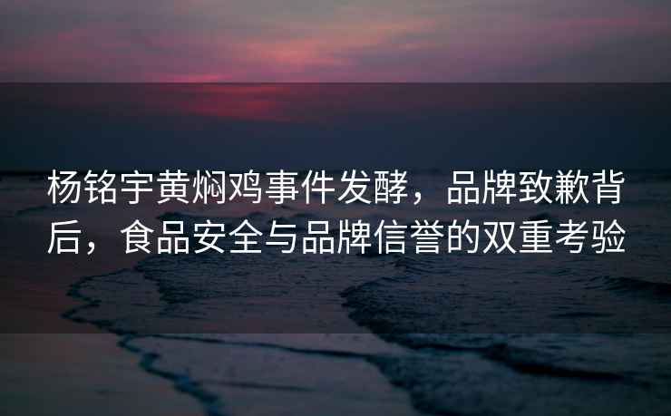 楊銘宇黃燜雞事件發(fā)酵，品牌致歉背后，食品安全與品牌信譽(yù)的雙重考驗(yàn)