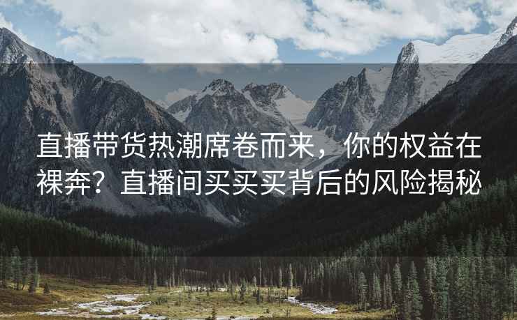 直播帶貨熱潮席卷而來，你的權益在裸奔？直播間買買買背后的風險揭秘