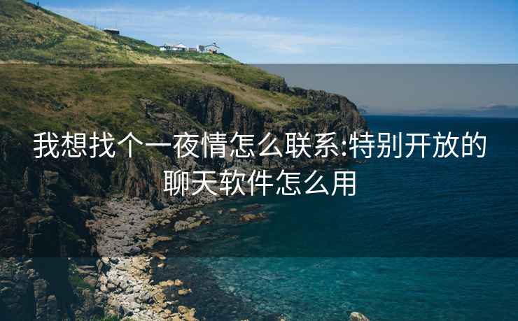 我想找個一夜情怎么聯系:特別開放的聊天軟件怎么用