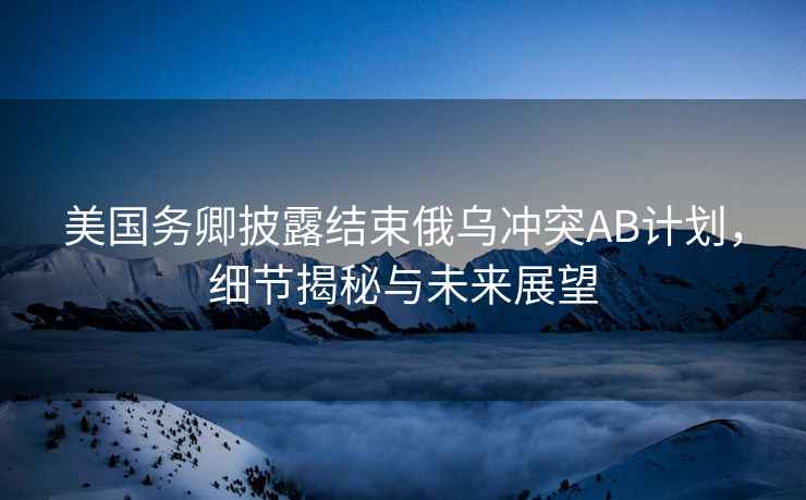 美國務卿披露結束俄烏沖突AB計劃，細節揭秘與未來展望