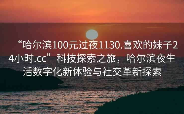 “哈爾濱100元過夜1130.喜歡的妹子24小時.cc”科技探索之旅，哈爾濱夜生活數字化新體驗與社交革新探索