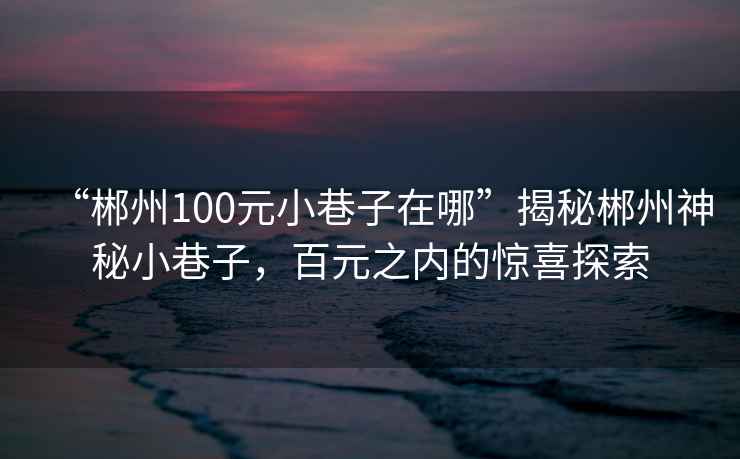 “郴州100元小巷子在哪”揭秘郴州神秘小巷子，百元之內的驚喜探索