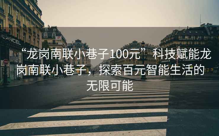 “龍崗南聯小巷子100元”科技賦能龍崗南聯小巷子，探索百元智能生活的無限可能