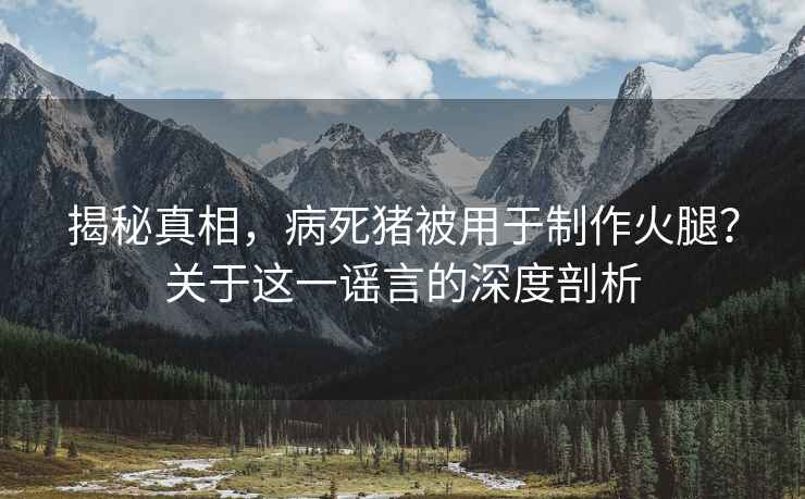 揭秘真相，病死豬被用于制作火腿？關于這一謠言的深度剖析