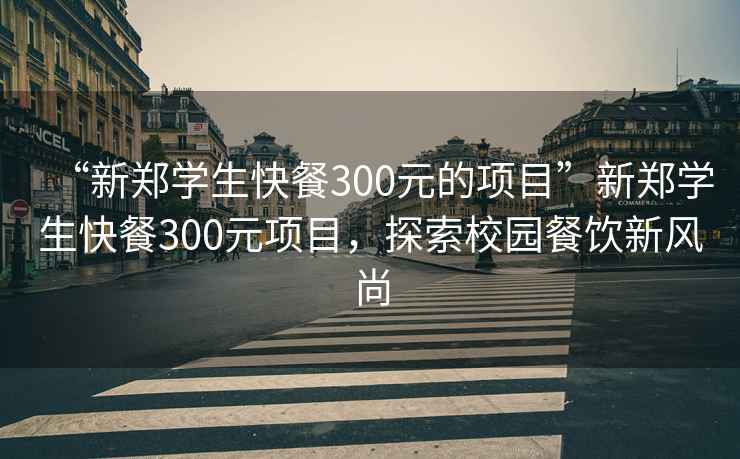 “新鄭學生快餐300元的項目”新鄭學生快餐300元項目，探索校園餐飲新風尚