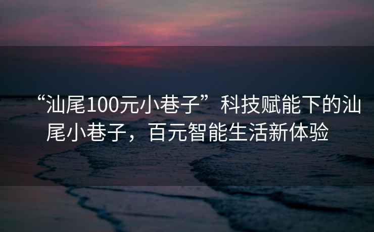 “汕尾100元小巷子”科技賦能下的汕尾小巷子，百元智能生活新體驗