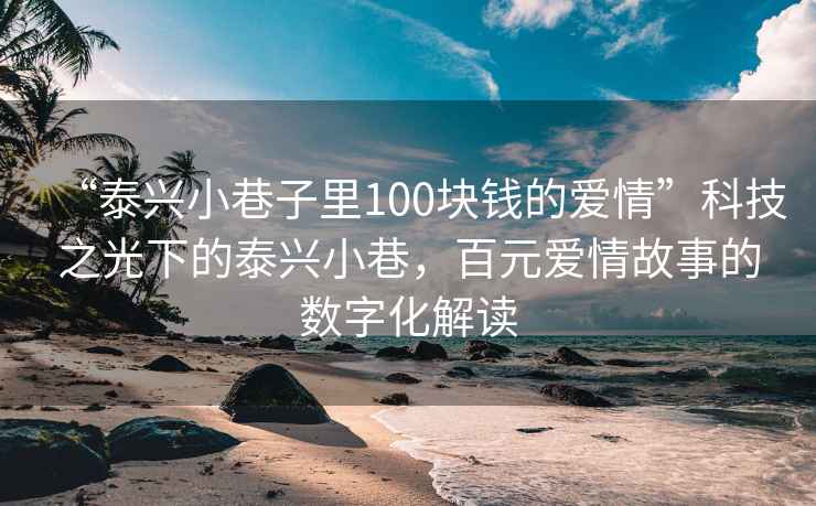 “泰興小巷子里100塊錢的愛情”科技之光下的泰興小巷，百元愛情故事的數(shù)字化解讀