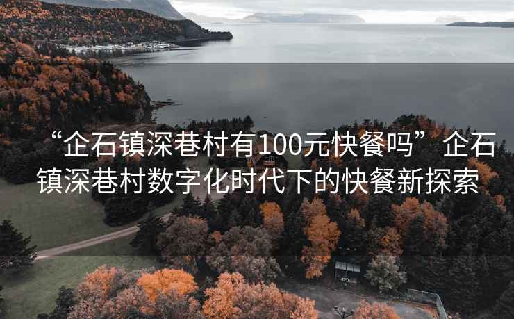 “企石鎮深巷村有100元快餐嗎”企石鎮深巷村數字化時代下的快餐新探索