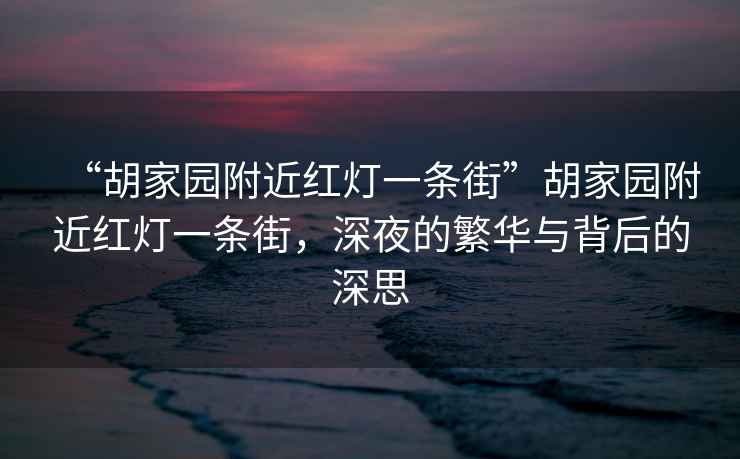 “胡家園附近紅燈一條街”胡家園附近紅燈一條街，深夜的繁華與背后的深思