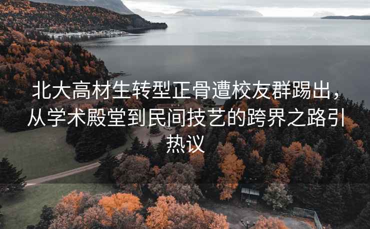 北大高材生轉型正骨遭校友群踢出，從學術殿堂到民間技藝的跨界之路引熱議