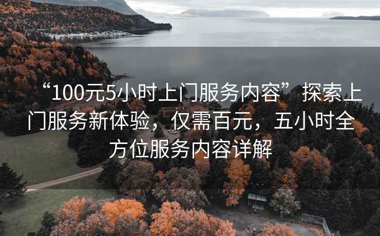 “100元5小時上門服務內容”探索上門服務新體驗，僅需百元，五小時全方位服務內容詳解