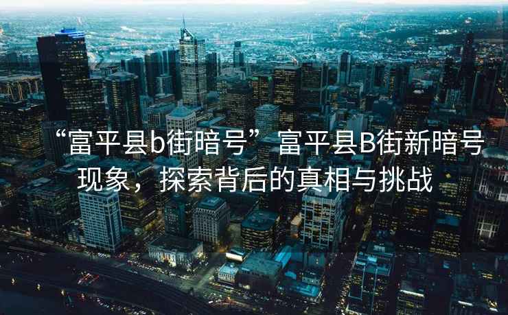 “富平縣b街暗號”富平縣B街新暗號現象，探索背后的真相與挑戰