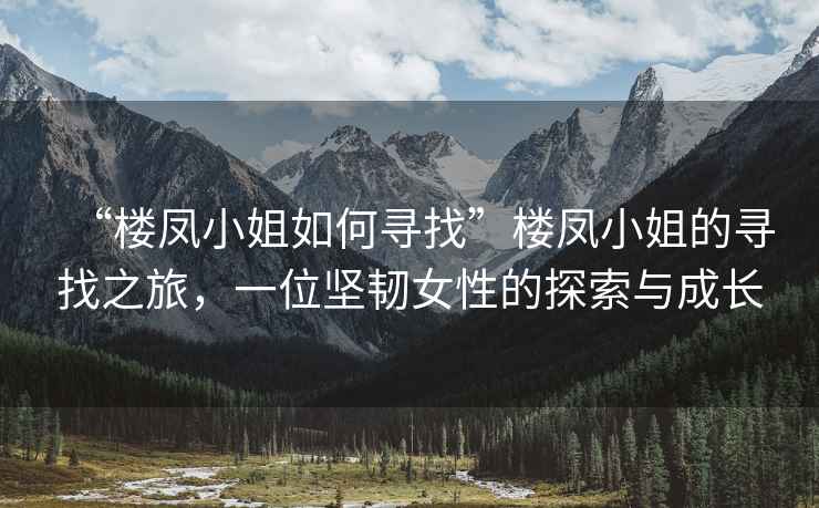 “樓鳳小姐如何尋找”樓鳳小姐的尋找之旅，一位堅韌女性的探索與成長