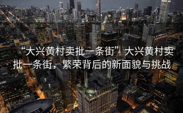 “大興黃村賣批一條街”大興黃村賣批一條街，繁榮背后的新面貌與挑戰