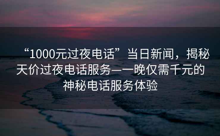 “1000元過夜電話”當日新聞，揭秘天價過夜電話服務—一晚僅需千元的神秘電話服務體驗