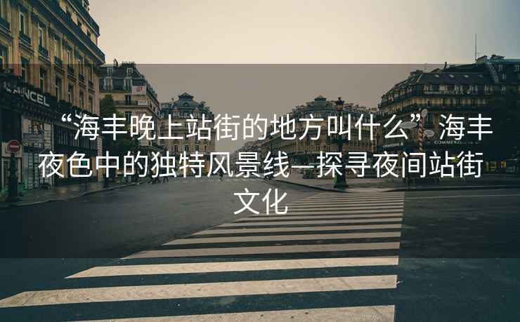 “海豐晚上站街的地方叫什么”海豐夜色中的獨特風(fēng)景線—探尋夜間站街文化