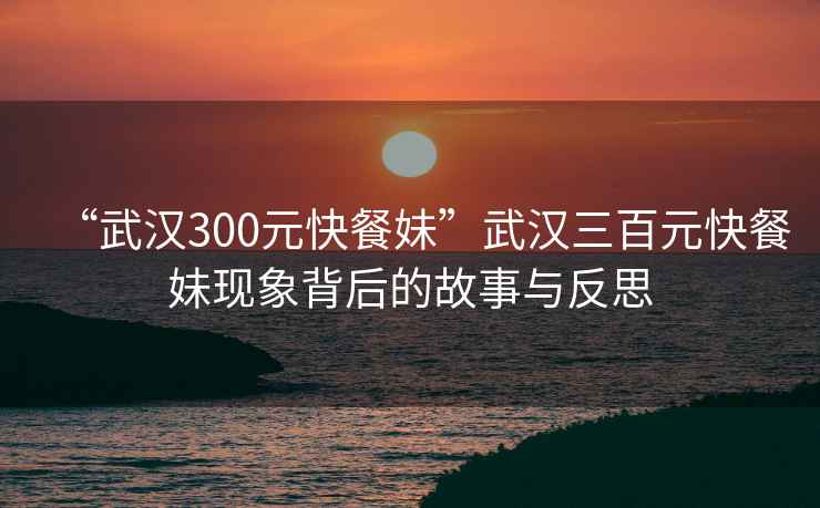 “武漢300元快餐妹”武漢三百元快餐妹現象背后的故事與反思