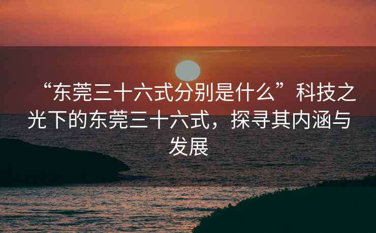 “東莞三十六式分別是什么”科技之光下的東莞三十六式，探尋其內涵與發展