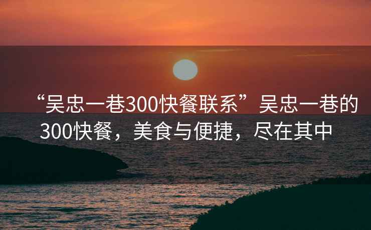 “吳忠一巷300快餐聯(lián)系”吳忠一巷的300快餐，美食與便捷，盡在其中