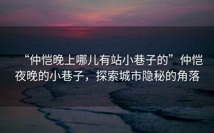 “仲愷晚上哪兒有站小巷子的”仲愷夜晚的小巷子，探索城市隱秘的角落