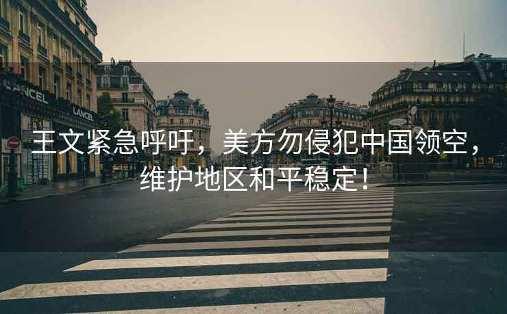 王文緊急呼吁，美方勿侵犯中國領空，維護地區和平穩定！