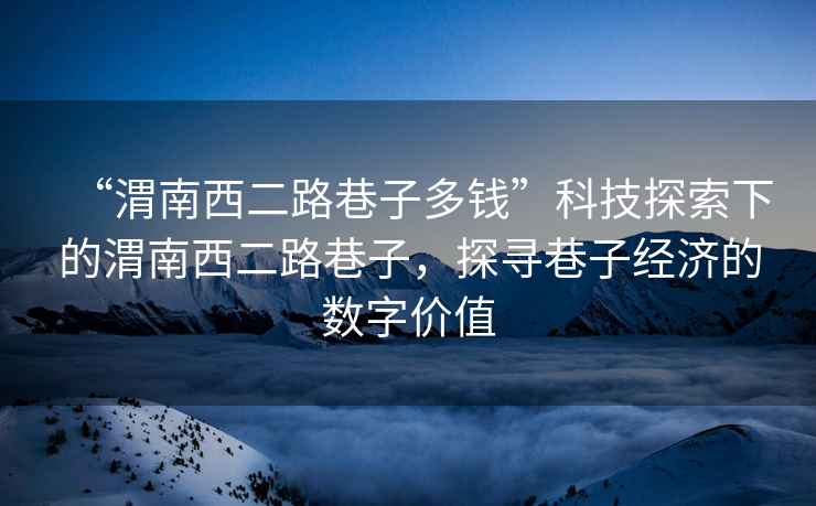 “渭南西二路巷子多錢”科技探索下的渭南西二路巷子，探尋巷子經(jīng)濟的數(shù)字價值