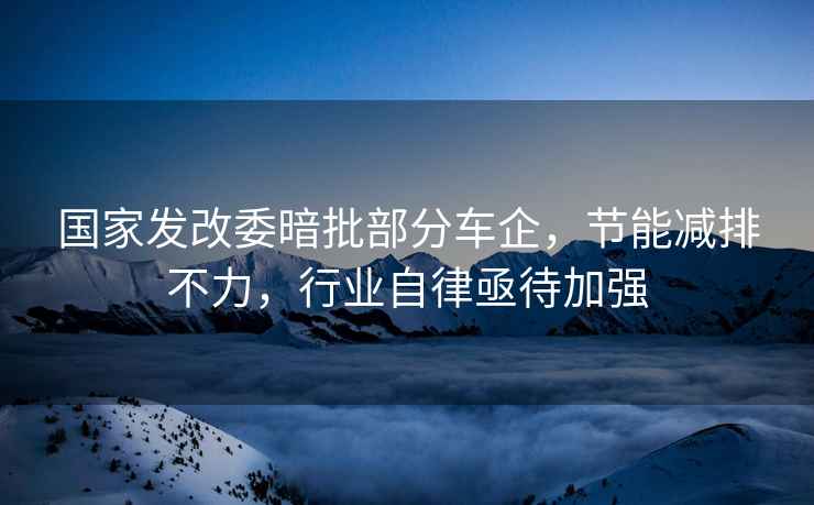 國家發改委暗批部分車企,節能減排不力,行業自律亟待加強 國家發改委暗批部分車企,節能減排不力,行業自律亟待加強