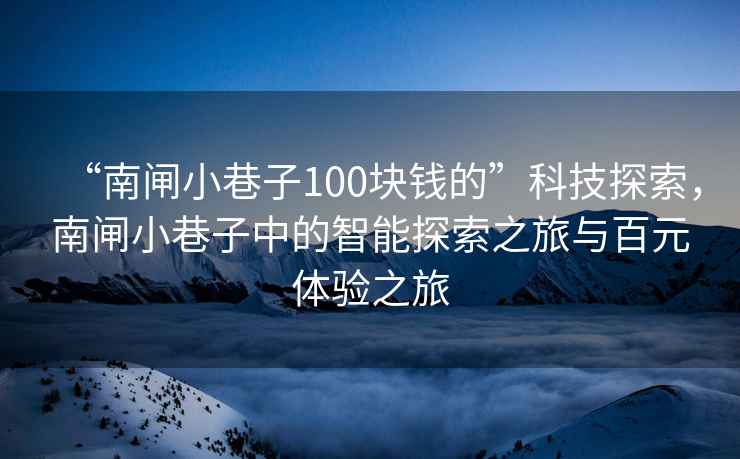 “南閘小巷子100塊錢的”科技探索，南閘小巷子中的智能探索之旅與百元體驗之旅