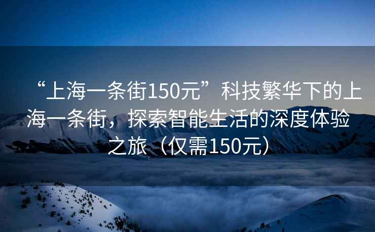 “上海一條街150元”科技繁華下的上海一條街，探索智能生活的深度體驗之旅（僅需150元）