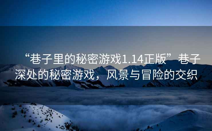 “巷子里的秘密游戲1.14正版”巷子深處的秘密游戲，風景與冒險的交織
