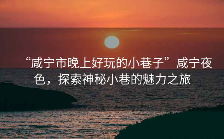 “咸寧市晚上好玩的小巷子”咸寧夜色，探索神秘小巷的魅力之旅