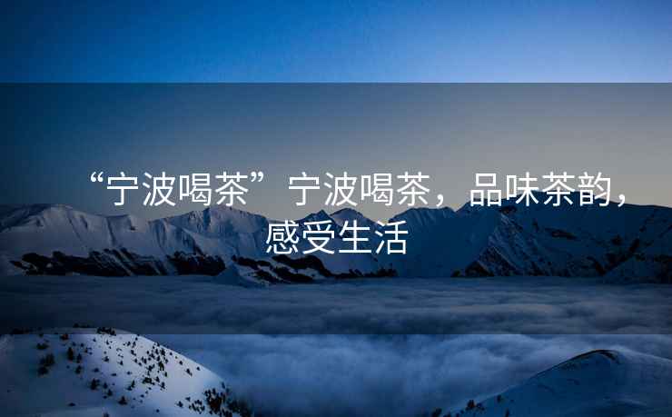 “寧波喝茶”寧波喝茶，品味茶韻，感受生活