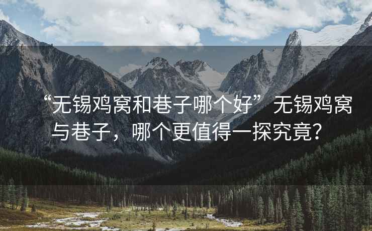 “無(wú)錫雞窩和巷子哪個(gè)好”無(wú)錫雞窩與巷子，哪個(gè)更值得一探究竟？