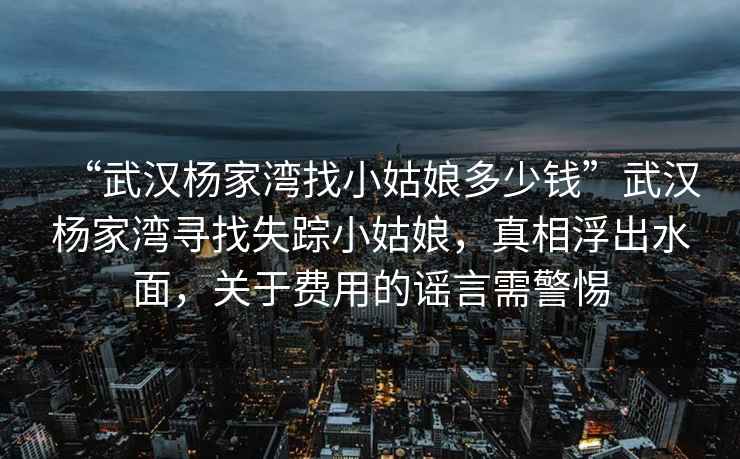 “武漢楊家灣找小姑娘多少錢”武漢楊家灣尋找失蹤小姑娘，真相浮出水面，關于費用的謠言需警惕