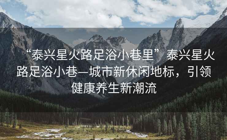“泰興星火路足浴小巷里”泰興星火路足浴小巷—城市新休閑地標，引領健康養生新潮流