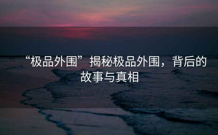 “極品外圍”揭秘極品外圍，背后的故事與真相