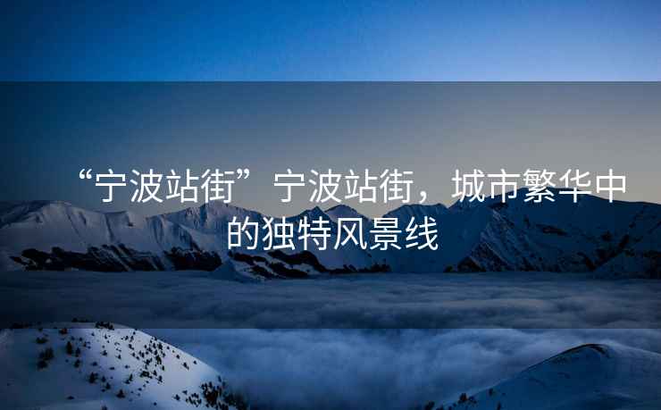 “寧波站街”寧波站街，城市繁華中的獨特風景線