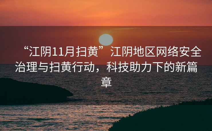 “江陰11月掃黃”江陰地區網絡安全治理與掃黃行動，科技助力下的新篇章