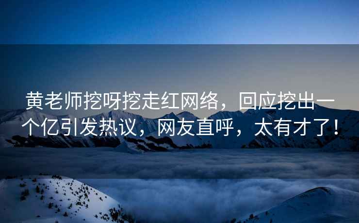 黃老師挖呀挖走紅網絡，回應挖出一個億引發熱議，網友直呼，太有才了！