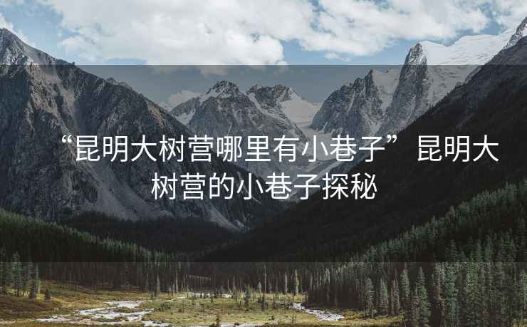“昆明大樹營哪里有小巷子”昆明大樹營的小巷子探秘